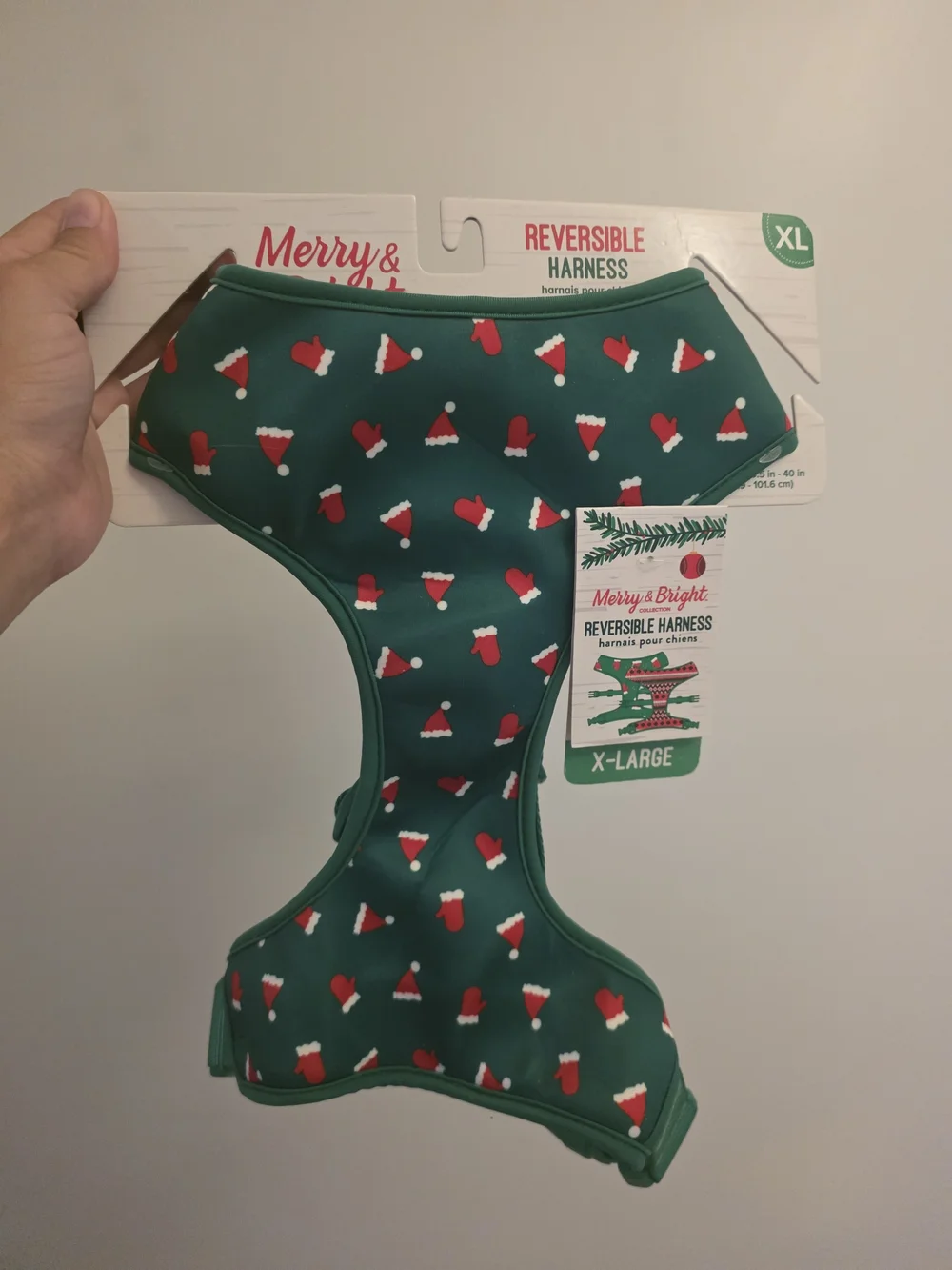Merry & Bright Green Reversible Holiday Dog Harness - X-Large